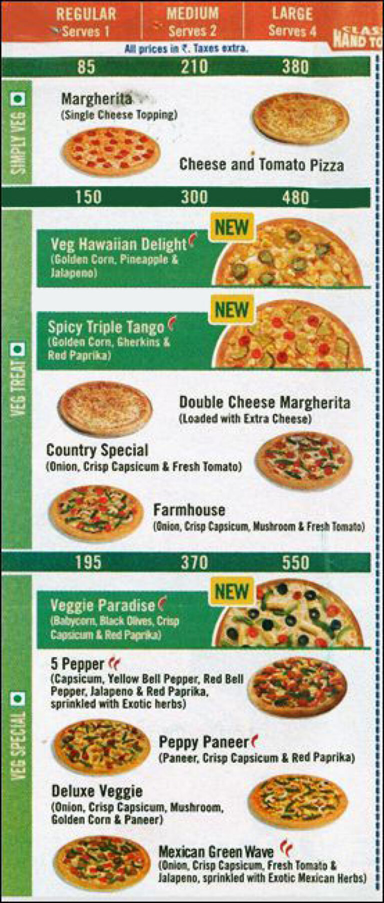 Domino'S Pizza Menu With Price Details