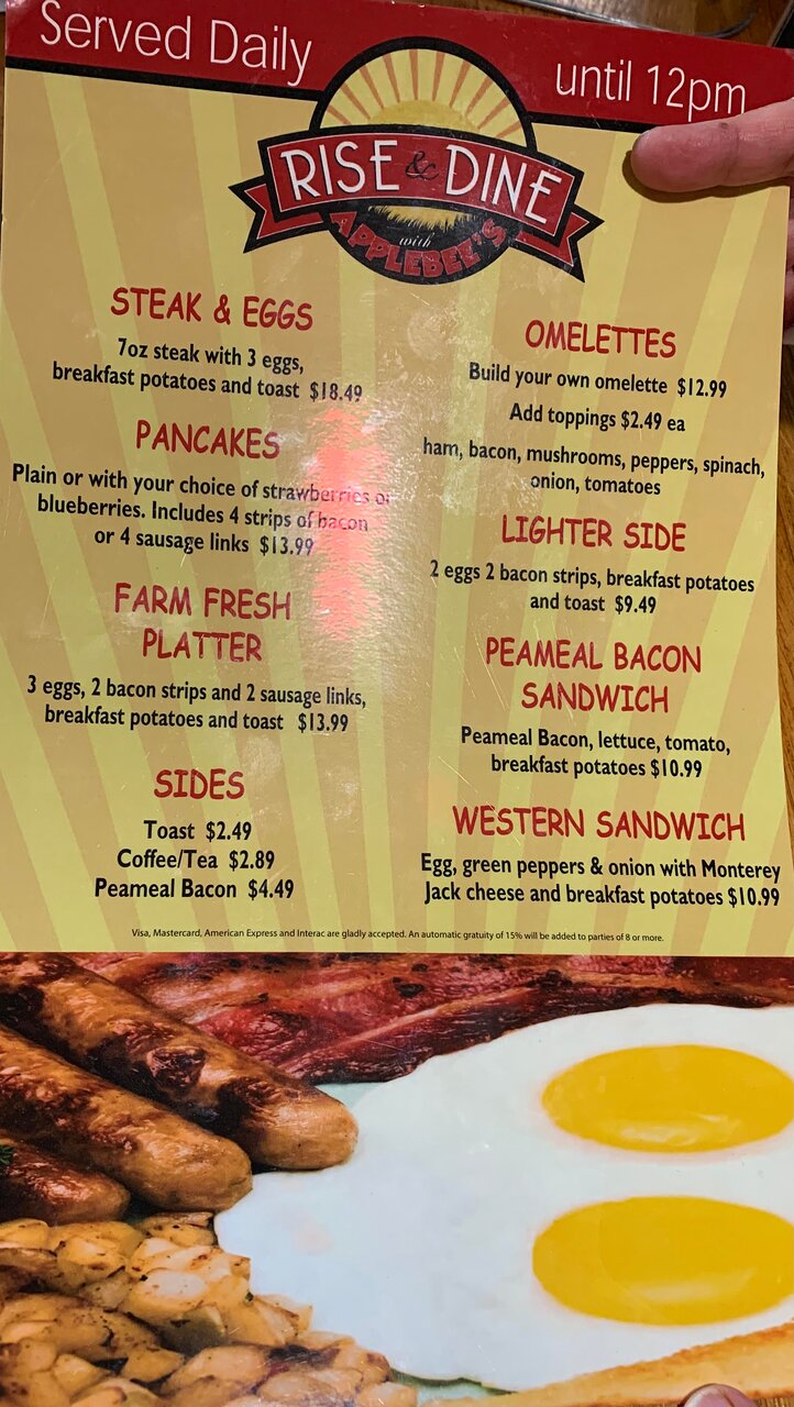 Applebees Breakfast Menu With Prices