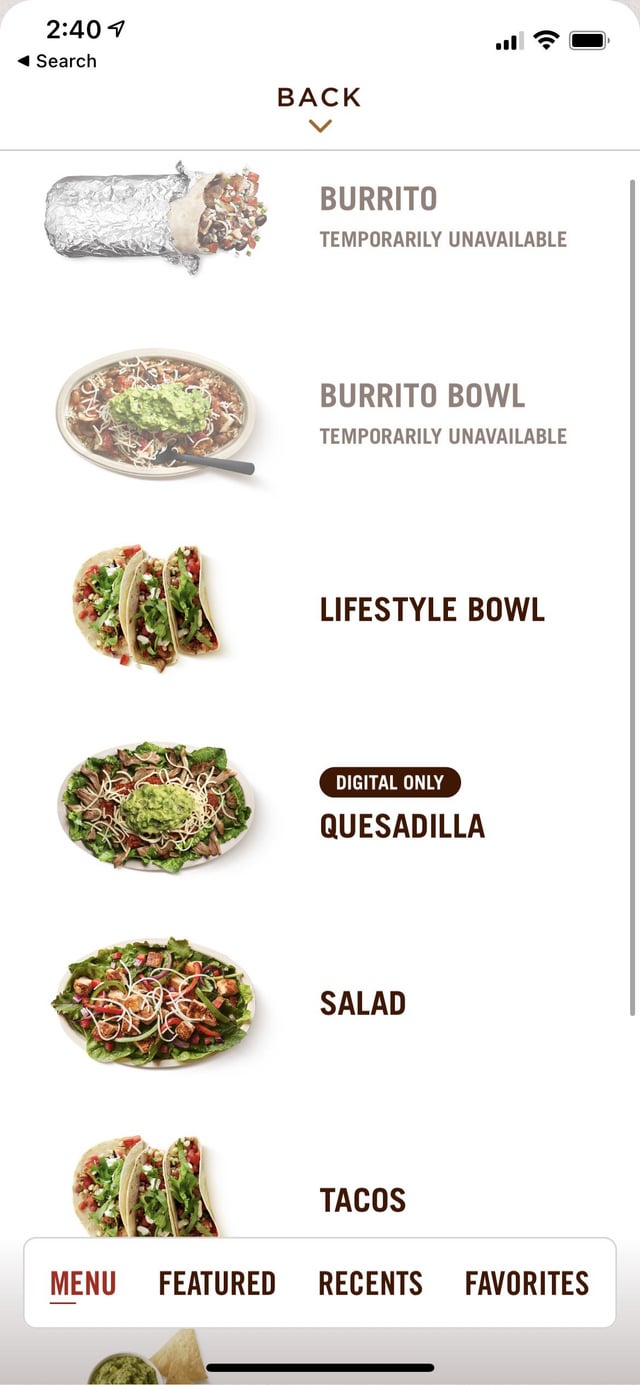 Chipotle Burritos Menu