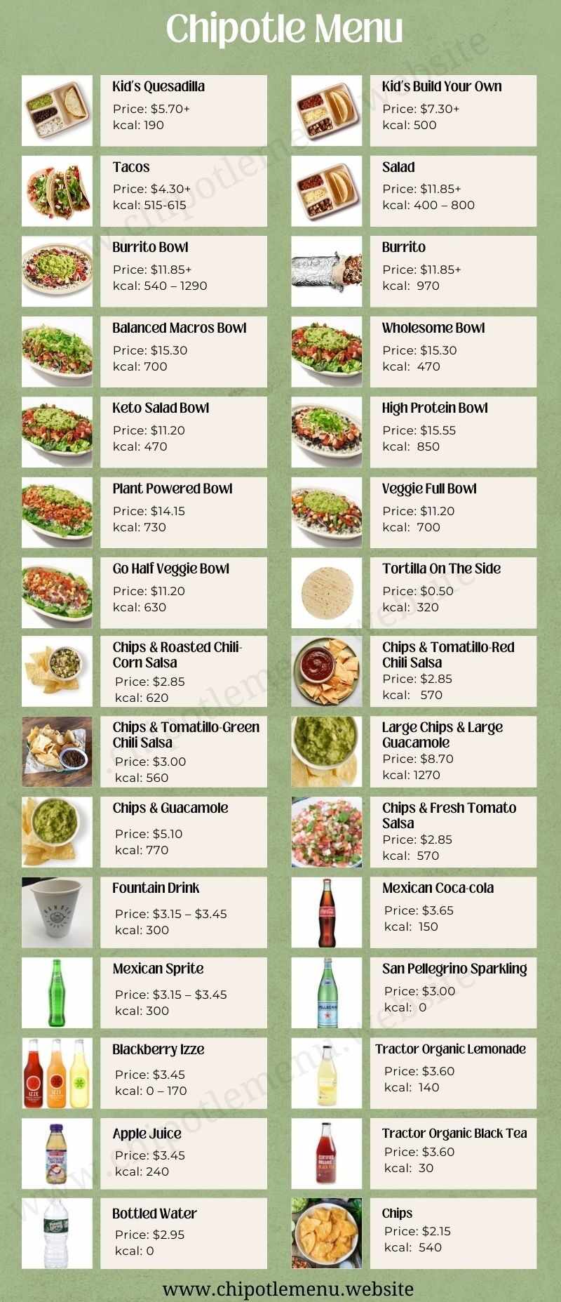 Chipotle Takeout Menu