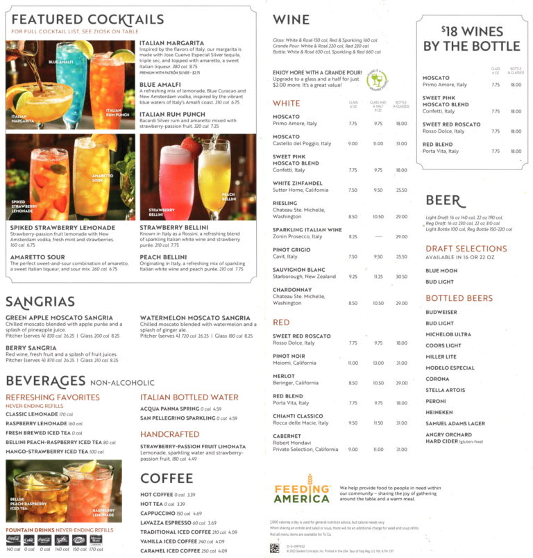 Olive Garden Drink Menu